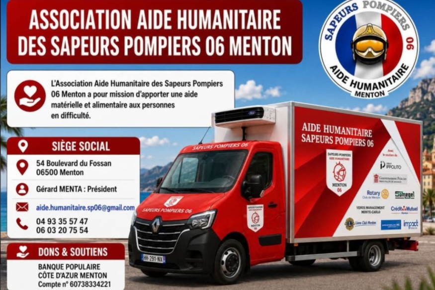Menton : un nouveau camion réfrigéré pour l’Aide Humanitaire des Pompiers grâce à une grande mobilisation